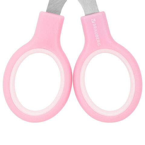 Ножницы BRAUBERG KIDS 130 мм, ручки розовые, закругленные лезвия с линейкой, 274063 - фото 5
