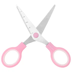 Ножницы BRAUBERG KIDS 130 мм, ручки розовые, закругленные лезвия с линейкой, 274063