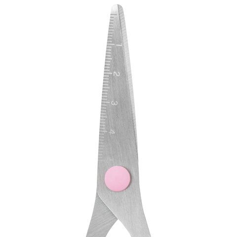 Ножницы BRAUBERG KIDS 130 мм, ручки розовые, закругленные лезвия с линейкой, 274063 - фото 4