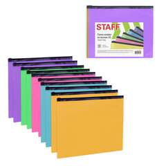 Папка-конверт на молнии МАЛОГО ФОРМАТА (180&times;250 мм), А5, цвет ассорти/<wbr/>прозрачная, 0,15 мм, STAFF, 274077