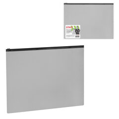 Папка-конверт СЕКЬЮРИТИ на молнии А4 (230&times;333 мм), ПВХ, непрозрачная, серая, STAFF, 274078