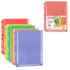 Папки-файлы с перфорацией БОЛЬШОЙ ВМЕСТИМОСТИ до 250 листов, ЦВЕТНЫЕ, А4, КОМПЛЕКТ 5 шт., STAFF, 274081