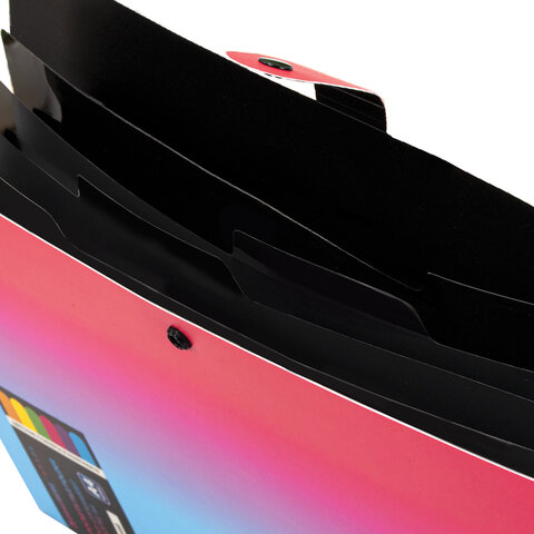 Папка-органайзер на кнопке 5 отделений, BRAUBERG GRADE, A4, розово-голубой градиент, 274091 - фото 4