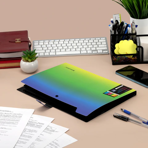 Папка-органайзер на кнопке 5 отделений, BRAUBERG GRADE, A4, зелено-голубой градиент, 274092 - фото 7