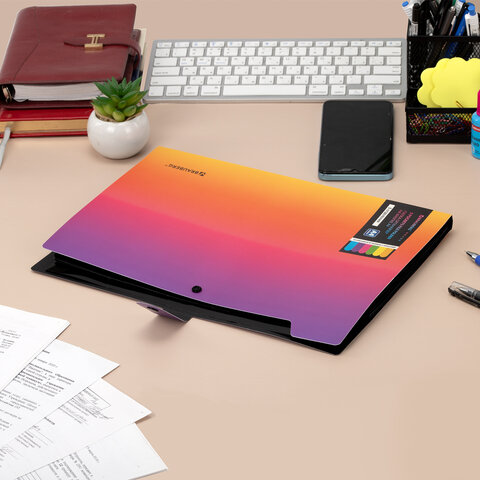 Папка-органайзер на кнопке 5 отделений, BRAUBERG GRADE, A4, желто-розовый градиент, 274093 - фото 7