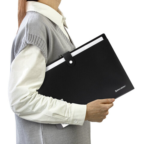 Папка-органайзер на кнопке 5 отделений, BRAUBERG "Extra", А4, черная с белым, 274094 - фото 8