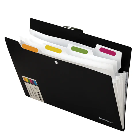 Папка-органайзер на кнопке 5 отделений, BRAUBERG "Extra", А4, черная с белым, 274094 - фото 3