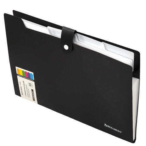 Папка-органайзер на кнопке 5 отделений, BRAUBERG "Extra", А4, черная с белым, 274094 - фото 2