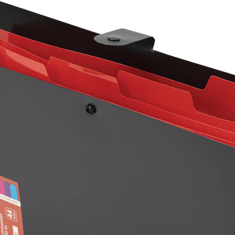 Папка-органайзер на кнопке 5 отделений, BRAUBERG "Extra", А4, черная с красным, 274095 - фото 4