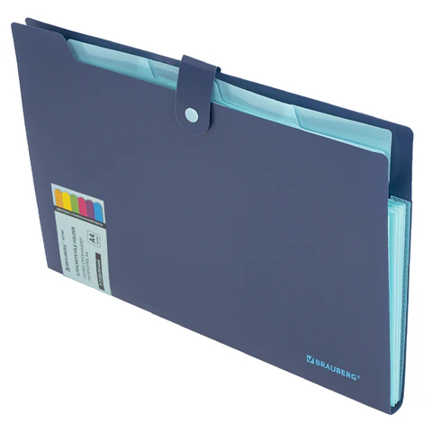 Папка-органайзер на кнопке 5 отделений, BRAUBERG "Extra", А4, синяя с голубым, 274096 - фото 2