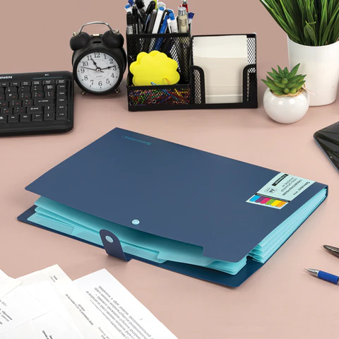 Папка-органайзер на кнопке 5 отделений, BRAUBERG "Extra", А4, синяя с голубым, 274096 - фото 7