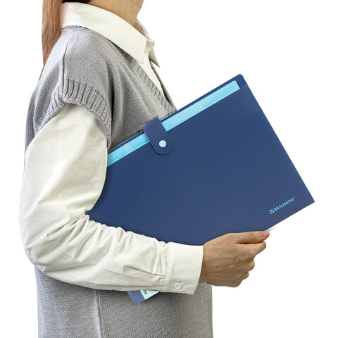 Папка-органайзер на кнопке 5 отделений, BRAUBERG "Extra", А4, синяя с голубым, 274096 - фото 8