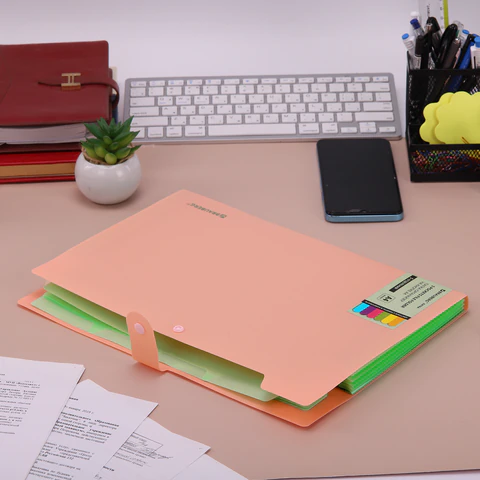 Папка-органайзер на кнопке 5 отделений, BRAUBERG "Extra", А4, персиковая с мятным, 274097 - фото 7