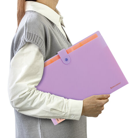 Папка-органайзер на кнопке 5 отделений, BRAUBERG "Extra", А4, лиловая с персиковым, 274098 - фото 8