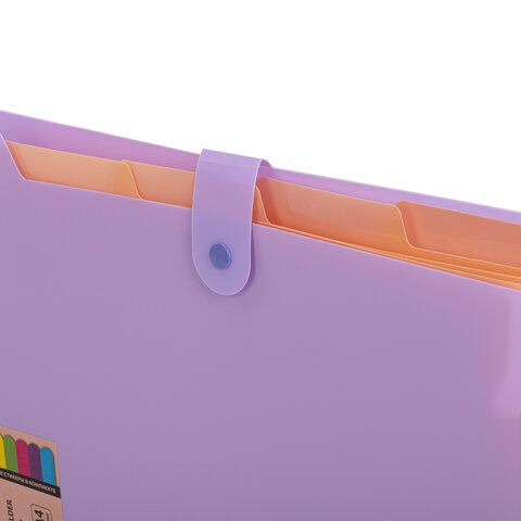 Папка-органайзер на кнопке 5 отделений, BRAUBERG "Extra", А4, лиловая с персиковым, 274098 - фото 5