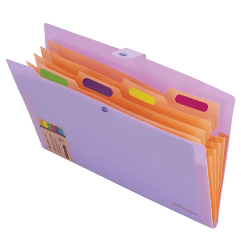 Папка-органайзер на кнопке 5 отделений, BRAUBERG "Extra", А4, лиловая с персиковым, 274098 - фото 3
