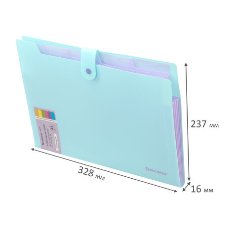 Папка-органайзер на кнопке 5 отделений, BRAUBERG "Extra", А4, голубая с лиловым, 274099 - фото 9