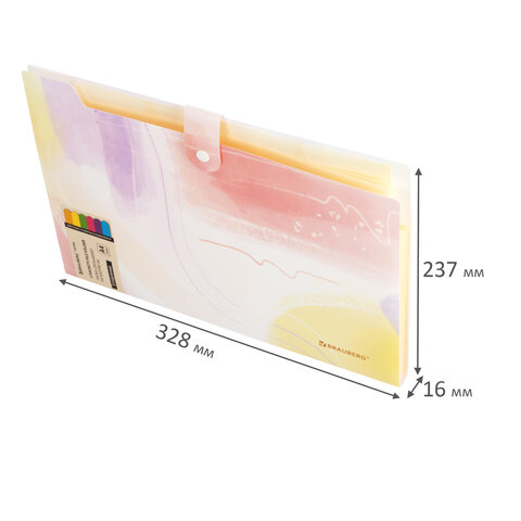 Папка-органайзер на кнопке 5 отделений, BRAUBERG "Extra", А4, пастельные узоры, 274100 - фото 9