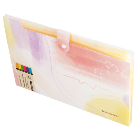 Папка-органайзер на кнопке 5 отделений, BRAUBERG "Extra", А4, пастельные узоры, 274100 - фото 2