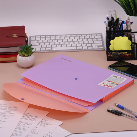 Папка-органайзер конверт на кнопке 6 отделений, BRAUBERG "Extra", A4, лиловая с персиковым, 274101 - фото 7