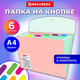 Папка-органайзер конверт на кнопке 6 отделений, BRAUBERG "Extra", A4, персиковая с мятным, 274102