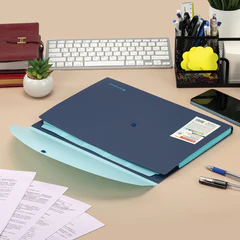 Папка-органайзер конверт на кнопке 6 отделений, BRAUBERG &laquo;Extra&raquo;, A4, синяя с голубым, 274103