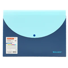 Папка-органайзер конверт на кнопке 6 отделений, BRAUBERG &laquo;Extra&raquo;, A4, синяя с голубым, 274103