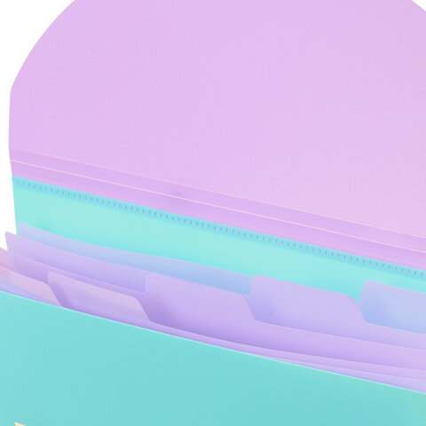 Папка-органайзер конверт на кнопке 6 отделений, BRAUBERG "Extra", A4, голубая с лиловым, 274104 - фото 4