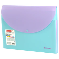 Папка-органайзер конверт на кнопке 6 отделений, BRAUBERG &laquo;Extra&raquo;, A4, голубая с лиловым, 274104