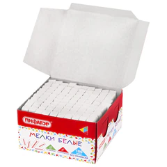 Мел белый БЕЗ ПРИМЕСЕЙ квадратный 100 штук, мягкое письмо, ПИФАГОР, картонная упаковка, 274123