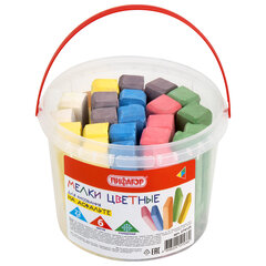 Мел в ведерке для рисования на асфальте 22 штуки, ПИФАГОР, цветной квадратный УТОЛЩЕННЫЙ, 274125