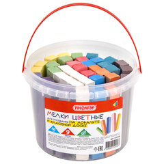 Мел в ведерке для асфальта и классной доски 40 штук, цветной квадратный, ПИФАГОР, 274126