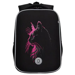 Ранец GRIZZLY анатомическая спинка, 2 отделения, для девочек, "SPARKLING CAT", 37х26х16 см, RAw-594-4/1