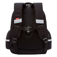 Ранец GRIZZLY анатомическая спинка, c брелоком, для девочек, "HEARTS", чёрный 36х28х20 см, RAz-586-5/1