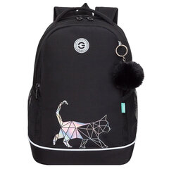 Рюкзак GRIZZLY школьный, анатомическая спинка, 2 отделения, для девочек, &laquo;GRAFIC MEOW&raquo;, 38&times;28&times;18 см, RG-563-11/<wbr/>1