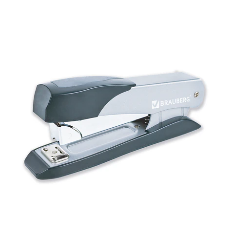 Степлер металлический усиленный до 50 листов, №24/6-24/8 BRAUBERG "Office-Expert", серебристый, 274239