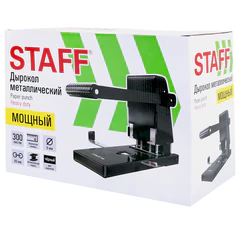 Дырокол металлический МОЩНЫЙ STAFF &laquo;Heavy duty ECO&raquo;, до 300 листов, черный, 274242