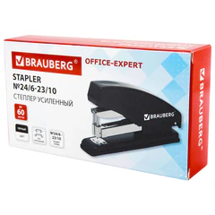 Степлер усиленный до 60 листов, №23/<wbr/>6-23/<wbr/>10 BRAUBERG &laquo;Easy Press&raquo;, фронтальная загрузка скоб, 274243