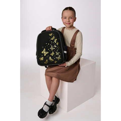 Ранец BRAUBERG FIT, 2 отделения, "Golden butterflies", 38х27х14 см, 274383 - фото 8