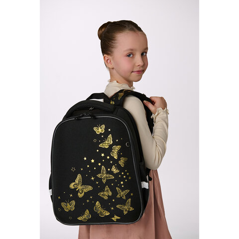Ранец BRAUBERG FIT, 2 отделения, "Golden butterflies", 38х27х14 см, 274383 - фото 7