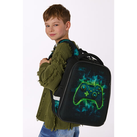 Ранец BRAUBERG FIT, 2 отделения, "Neon gamepad", 3D-панель, 38х27х14 см, 274385 - фото 8