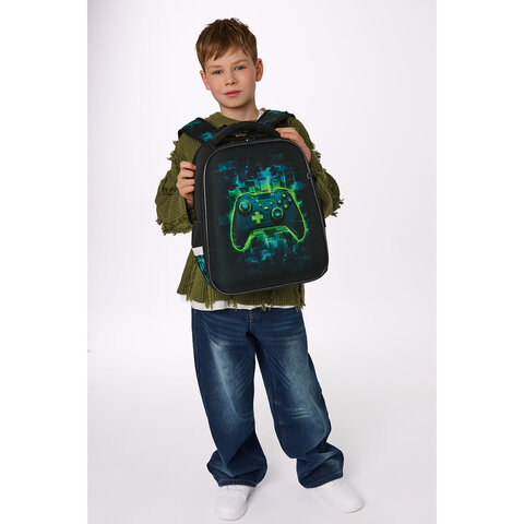 Ранец BRAUBERG FIT, 2 отделения, "Neon gamepad", 3D-панель, 38х27х14 см, 274385 - фото 9