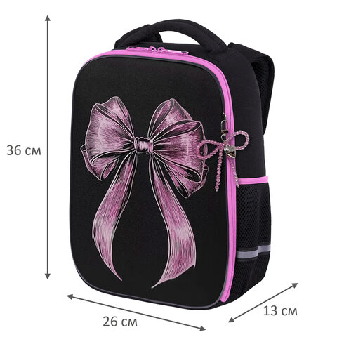 Ранец BRAUBERG LIGHT, 1 отделение, с брелком, Chic bow, 36х26х13 см, 274386