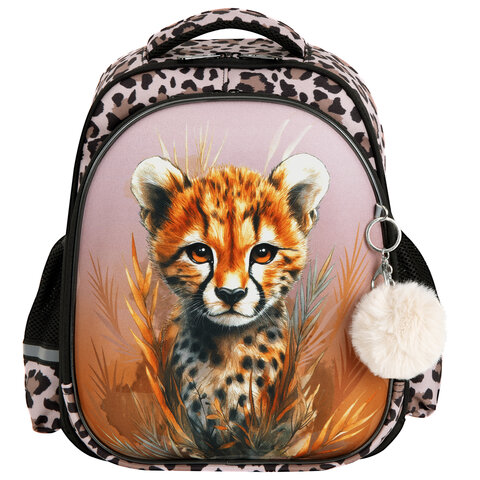 Ранец BRAUBERG STABLE, 2 отделения, с брелком, "Curious leopard", 36х28х16 см, 274387 - фото 2