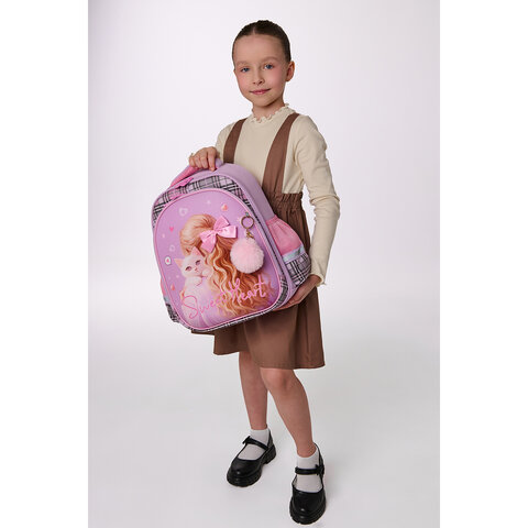 Ранец BRAUBERG STABLE, 2 отделения, с брелком, "Trendy girl", нашивка, 36х28х16 см, 274388 - фото 8