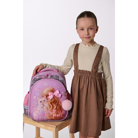 Ранец BRAUBERG STABLE, 2 отделения, с брелком, "Trendy girl", нашивка, 36х28х16 см, 274388 - фото 9