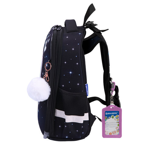 Ранец BRAUBERG PREMIUM, 2 отделения, с брелком, "White kitten", СВЕТЯЩИЙСЯ, 38х29х16 см, 274392 - фото 3