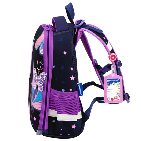 Ранец BRAUBERG PREMIUM, 2 отделения, с брелком, "Shining butterflies", блестки, 38х29х16 см, 274393 - фото 3