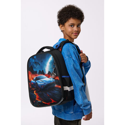 Ранец BRAUBERG PREMIUM, 2 отделения, с брелком, "Risky ride", 3D-панель, 38х29х16 см, 274394 - фото 9