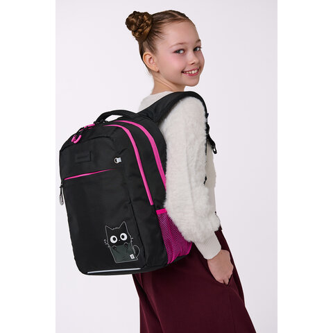 Рюкзак BRAUBERG MAIN, 2 отделения, 3 кармана, "Carton kitten", 38х26х17 см, 274398 - фото 9